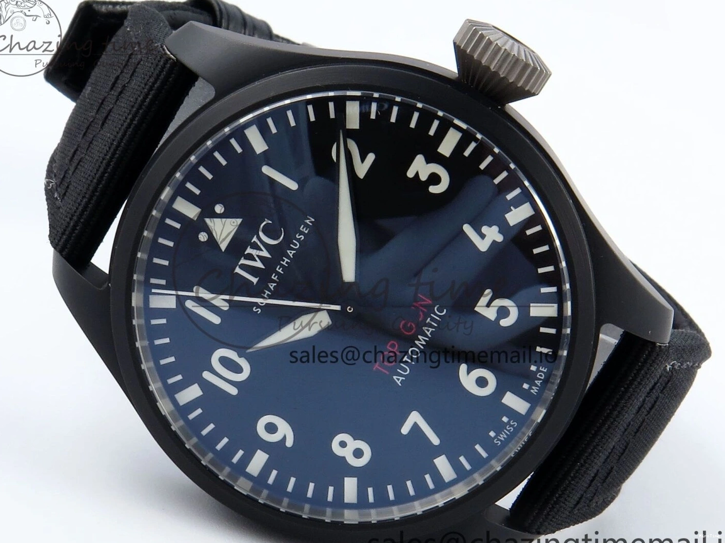 MIROTIME 0326 Durable Pilot Top Gun IW326901 M+F 1:1 Best Edition Black Dial on Black Nylon Strap MY 7003